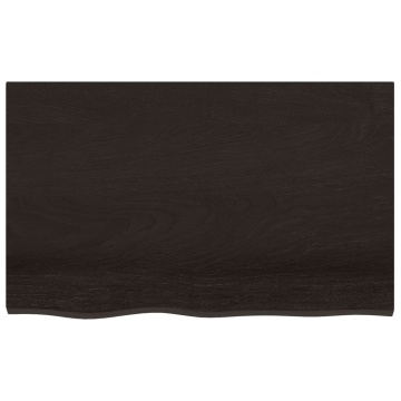 Blat de masă maro 80x50x(2-4) cm, lemn masiv stejar tratat - Img 3