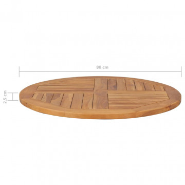 Blat de masă rotund, 80 cm, lemn masiv de tec, 2,5 cm - Img 4