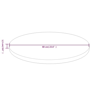 Blat de masă rotund maro închis Ø60x1,5 cm lemn stejar tratat - Img 4