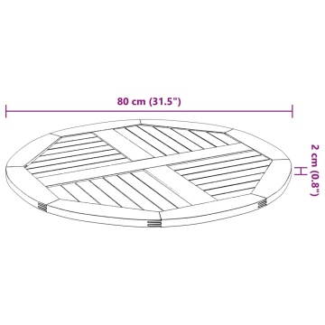 Blat de masă rotund, Ø80x2,2 cm, lemn masiv de acacia - Img 7