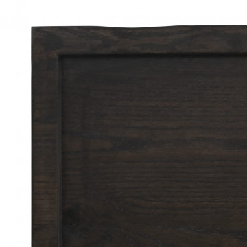 Blat masă, 140x50x6 cm, gri, lemn stejar tratat contur organic - Img 7