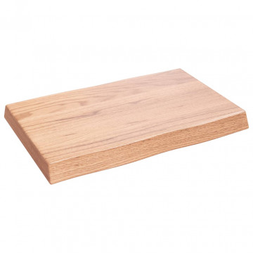 Blat masă, 60x40x6 cm, maro, lemn stejar tratat contur organic - Img 1
