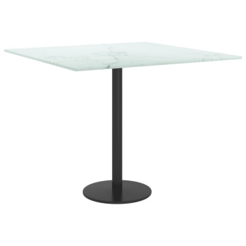 Blat masă alb 50x50 cm 6 mm sticlă securizată design marmură - Img 4