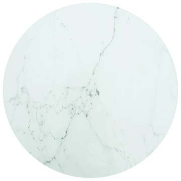 Blat masă, alb, Ø50x0,8 cm, sticlă securizată, design marmură - Img 1