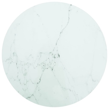 Blat masă alb Ø60x0,8 cm, sticlă securizată cu design marmură - Img 1