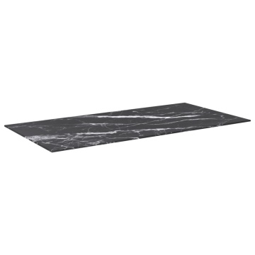 Blat masă negru 100x50 cm 6 mm sticlă securizată design marmură - Img 2