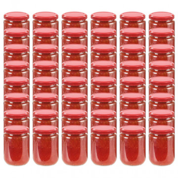Borcane din sticlă pentru gem, capac roșu, 48 buc., 230 ml - Img 1