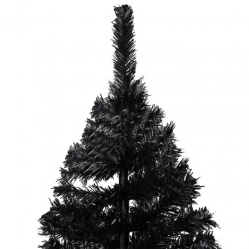 Brad Crăciun pre-iluminat cu set globuri, negru, 240 cm, PVC - Img 3