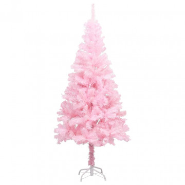 Brad Crăciun pre-iluminat cu set globuri, roz, 180 cm, PVC - Img 2