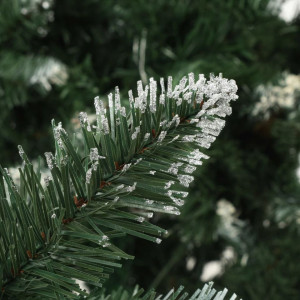 Brad de Crăciun artificial cu conuri pin și sclipici alb 210 cm - Img 2