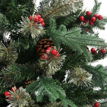 Brad de Crăciun cu conuri de pin, verde, 225 cm, PVC&PE - Img 6