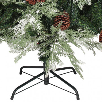 Brad de Crăciun cu conuri de pin, verde/alb, 225 cm, PVC&PE - Img 4