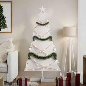 Brad de Crăciun decorativ, alb, 150 cm, lemn de pin masiv - Img 1