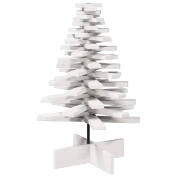 Brad de Crăciun decorativ, alb, 80 cm, lemn de pin masiv - Img 2