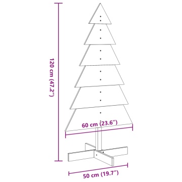 Brad de Crăciun din lemn decorativ, 120 cm, lemn de pin masiv - Img 7