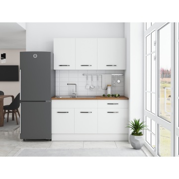 Bucatarie Sofia 140 cm, Alb, Blat termic nuc - Img 2