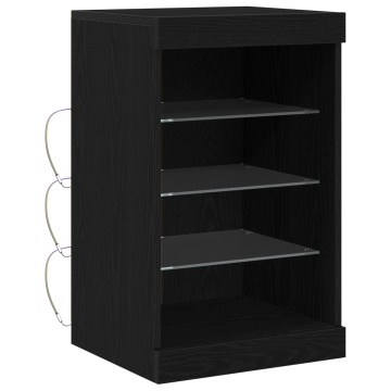 Bufet cu lumini LED Stejar Negru 41x37x67 cm - Img 2
