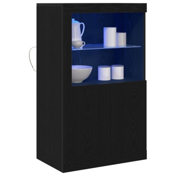 Bufet cu lumini LED Stejar Negru 60,5x37x100 cm - Img 3