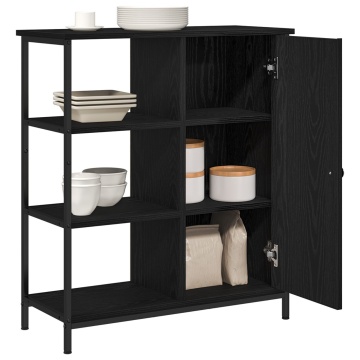 Bufet Negru Stejar 70x30x80 cm Lemn prelucrat - Img 3
