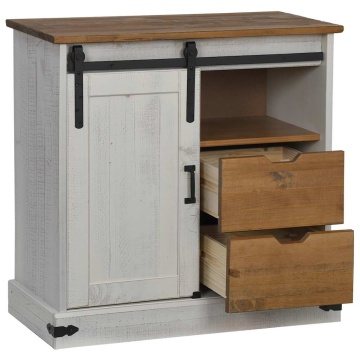 Bufetă HALDEN cu uşă glisantă alb 80x40x80 cm lemn masiv - Img 4