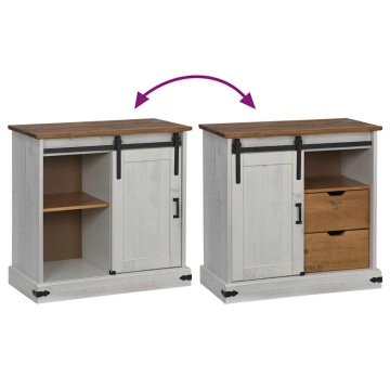 Bufetă HALDEN cu uşă glisantă alb 80x40x80 cm lemn masiv - Img 6