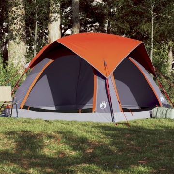 Cabină cort de camping 4 persoane gri și portocaliu impermeabil - Img 1