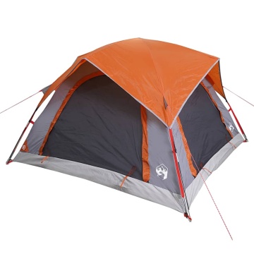 Cabină cort de camping 4 persoane gri și portocaliu impermeabil - Img 8