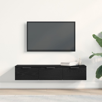Cabinet de perete din stejar negru 102x30x20 cm fabricat din lemn prelucrat - Img 4