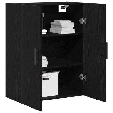 Cabinet montat pe perete Negru Stejar 69,5x34x90 cm Lemn compus - Img 3