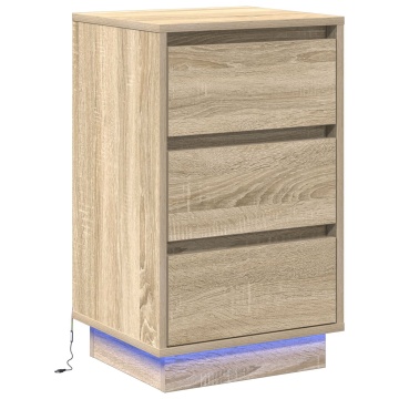 Cabinet noapte cu LED Stejar Sonoma 39x34,5x65 cm Lemn prelucrat - Img 2