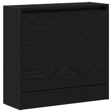 Cabinet pentru pantofi Negru Stejar 60x21x57 cm Lemn prelucrat - Img 2