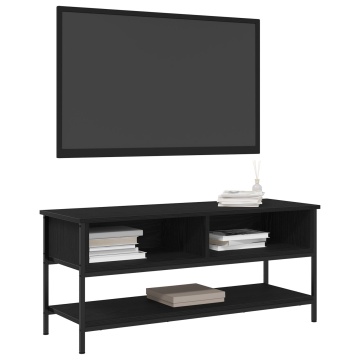 Cabinet TV Negru Stejar 100x35x45 cm Lemn prelucrat și Oțel - Img 3