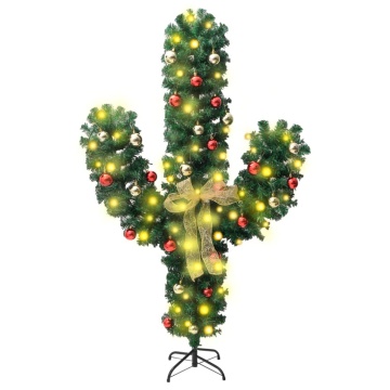 Cactus de Crăciun cu suport și LED, verde, 150 cm, PVC - Img 2