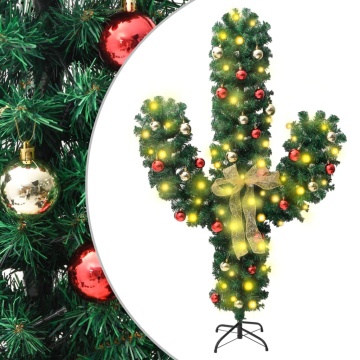 Cactus de Crăciun cu suport și LED, verde, 180 cm, PVC - Img 1