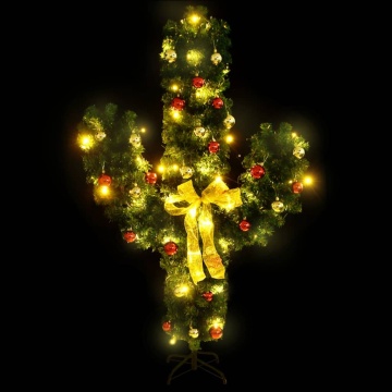 Cactus de Crăciun cu suport și LED, verde, 180 cm, PVC - Img 3