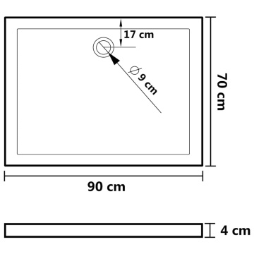 Cădiță de duș dreptunghiulară din ABS, alb, 70x90 cm - Img 8