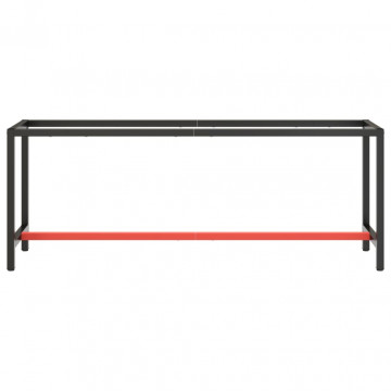 Cadru banc de lucru, negru mat/roșu mat, 210x50x79 cm, metal - Img 3