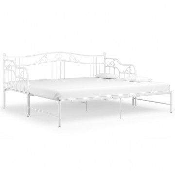 Cadru canapea extensibilă, alb, 90x200 cm, metal - Img 2