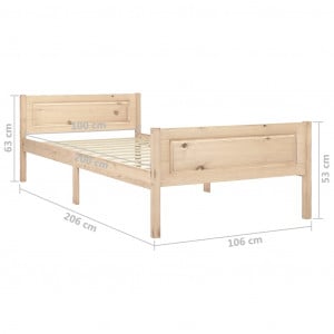 Cadru de pat, 100x200 cm, lemn masiv de pin - Img 5