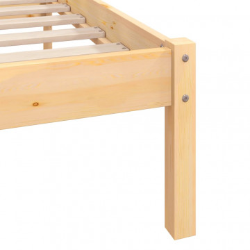 Cadru de pat, 140x190 cm, lemn de pin masiv - Img 7
