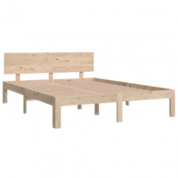 Cadru de pat, 140x190 cm, lemn masiv de pin - Img 3