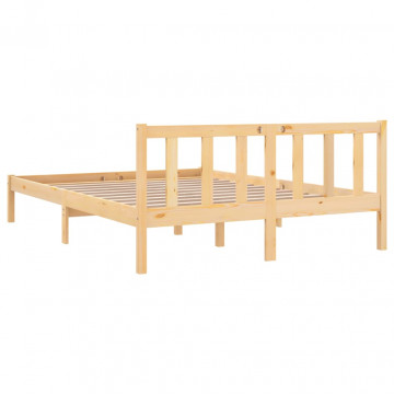 Cadru de pat, 140x200 cm, lemn masiv de pin - Img 5