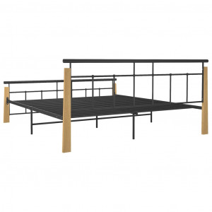 Cadru de pat, 180x200 cm, metal și lemn masiv stejar - Img 7
