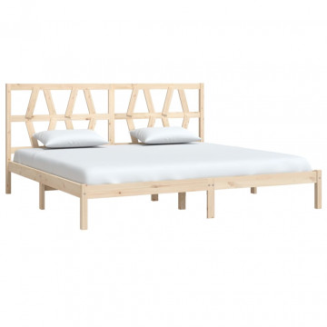 Cadru de pat, 200x200 cm, lemn masiv de pin - Img 3