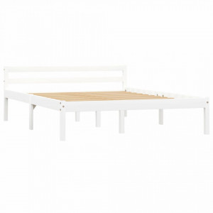 Cadru de pat, alb, 120 x 200 cm, lemn masiv de pin - Img 2
