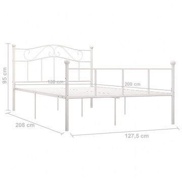 Cadru de pat, alb, 120 x 200 cm, metal - Img 5