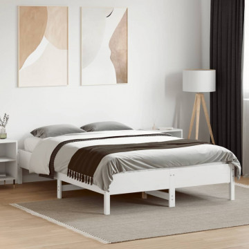 Cadru de pat, alb, 120x190 cm, lemn masiv pin - Img 3