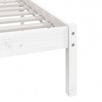 Cadru de pat, alb, 120x200 cm, lemn masiv de pin - Img 6