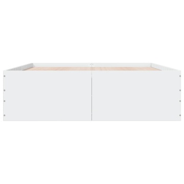 Cadru de pat, alb, 150x200 cm, lemn prelucrat - Img 4