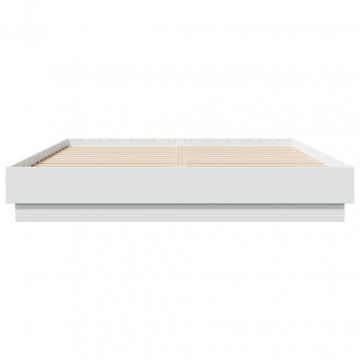 Cadru de pat, alb, 160x200 cm, lemn prelucrat - Img 4